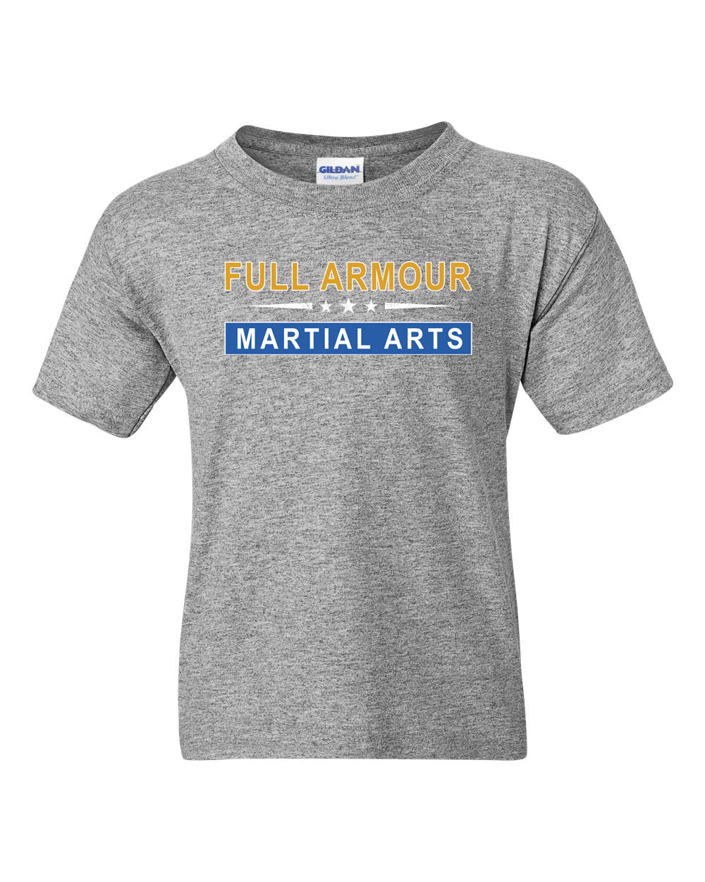 Youth Full Armour 50-50 Blend Black Unisex Short Sleeve Shirt.