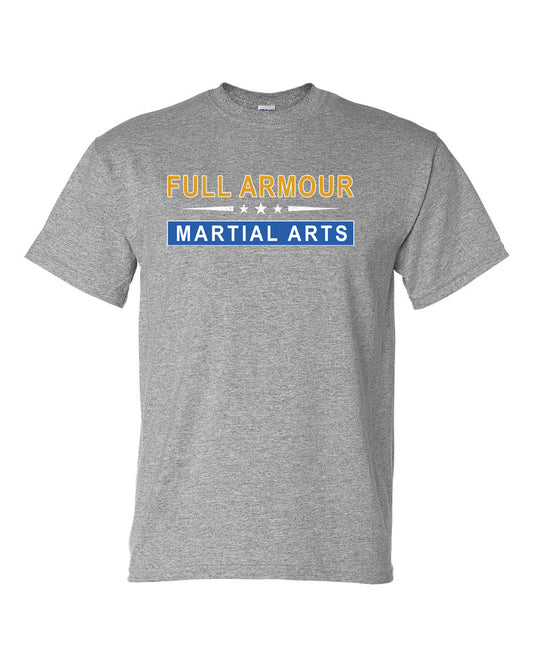 Adult Full Armour 50-50 Blend Grey Unisex Short Sleeve Shirt.